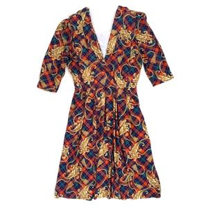 80s vintage plaid multicolor midi dress